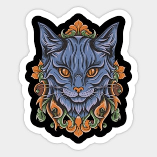 Enchanting Gothic Halloween Cat - Spooky Kitty Art Sticker
